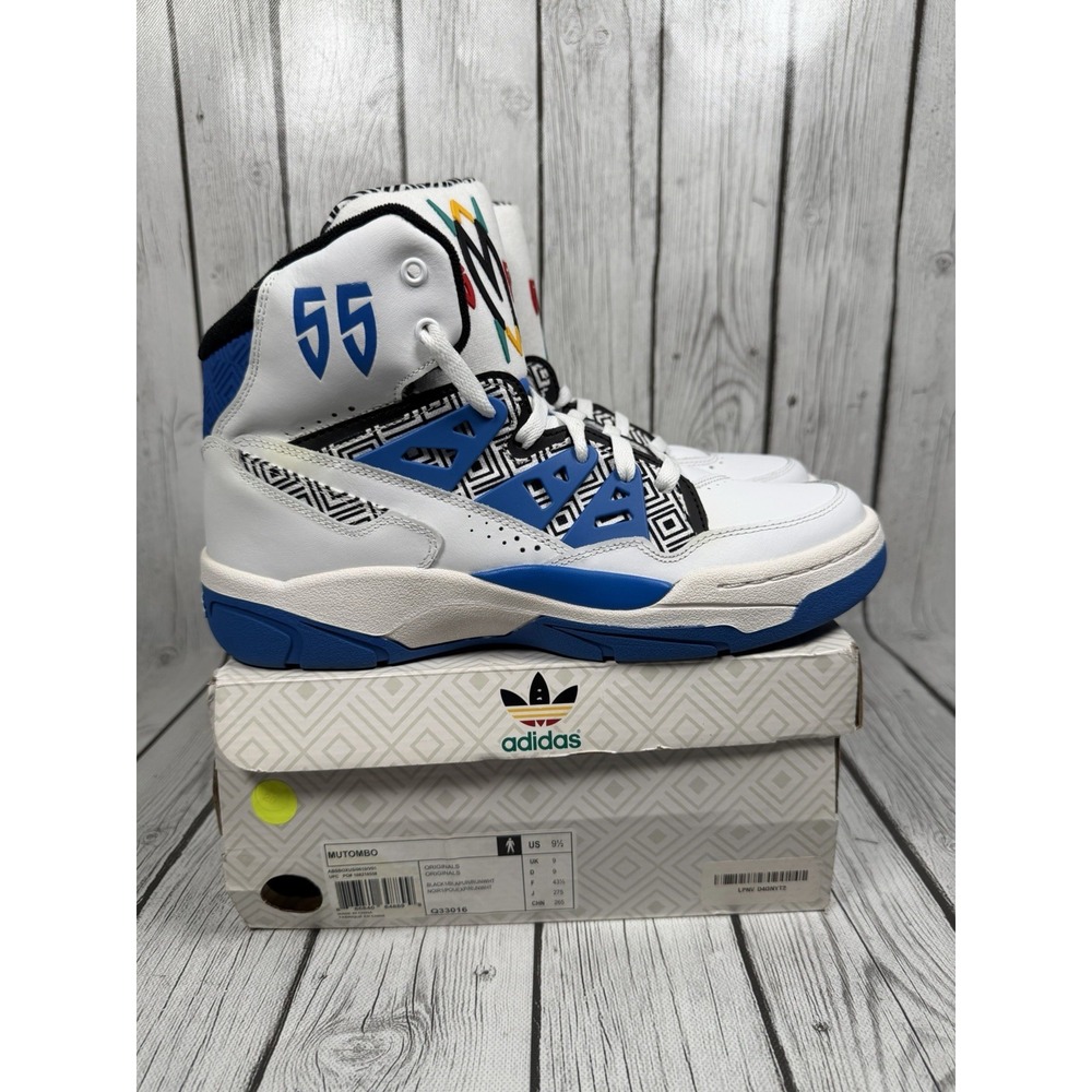 Adidas Mutombo OG Q33016 Men's Size 9.5 White Blue Basketball Shoes Used